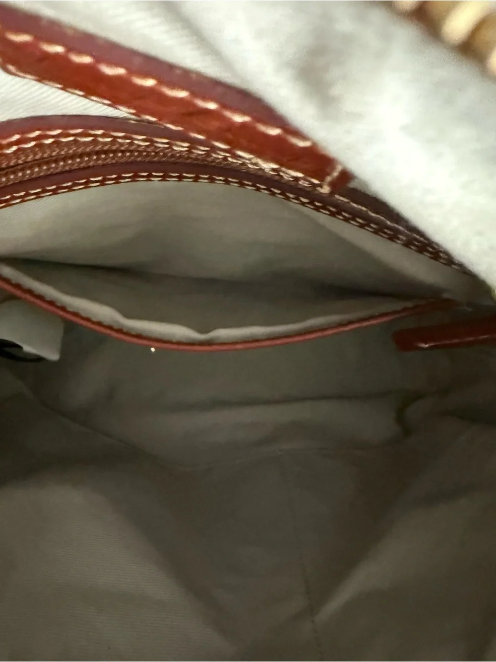 Dooney & Bourke Cream New York Yankees Print Crossbody with Brown Strap